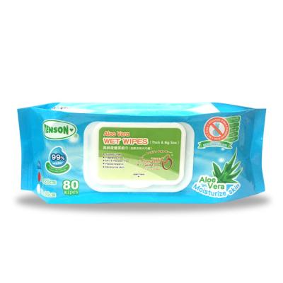 China Moisturize wet skin tissue (aleo vero water/99% pure/hypoallergenic care/mild and moisture for baby and adult/wholesale manufacturer/20cmx20cm) for sale