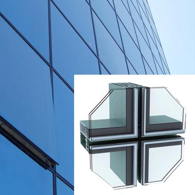 China NH1007 Series Curtain Wall Curtain Wall Section Frame Aluminum Profile For Frame Concealed Glass Wall for sale