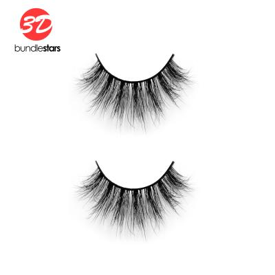 China Bundlestars Delicate Faux Mink 3d Private Label Silk Eyelashes Own Logo Strip Lashes Made in China for sale