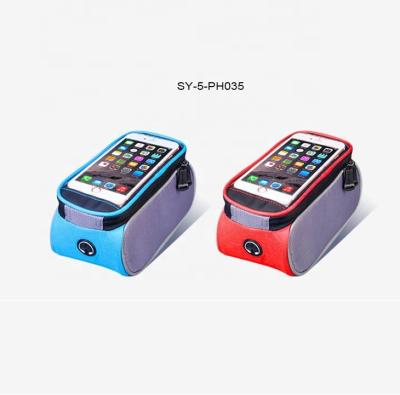 China Sale S/M/L Waterproof Durable Canvas Bicycle Carry Phone Holder Top Bag With Earphone Jack for sale