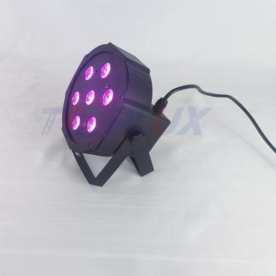 China Quad Color Changing Led Flat Par 7pcs*10W Led Flat Par Can 4in1 Slim Par Light for sale