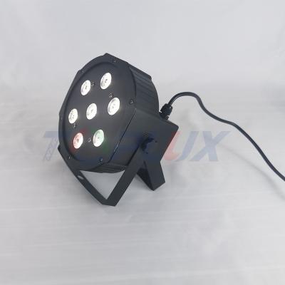 China Flat Par 7*10w rgbw/a 4in1 LED Flat Quad Color Changing Par Light DJ Disco Light for sale