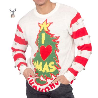 China Custom Anti-Wrinkle Mens Sweater With Lights Little Bell Christmas Patterns Christmas Knitting Sweater for sale