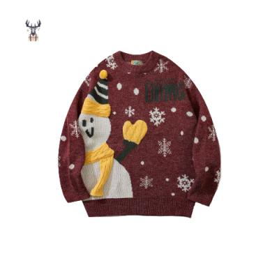 China New Fashion Anti-wrinkle Snowman Jumper Funny Ugly Adult Men Knitted Jacquard Sweater for sale