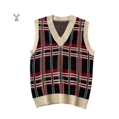 China Nice Anti-wrinkle Quality College Style Autumn Design Cricket Graphic V-Neck Mens Sweater Vest for sale