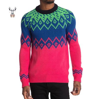 China OEM Wool Jacquard Mens Sweater Knitting Sweater Crewneck Jumper Design Logo Male Custom Anti-wrinkle for sale