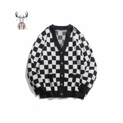 China MOQ Anti-shrink cardigan custom men's stockings knitted sweater jacquard logo 100% cotton knit cardigan sweater men for sale