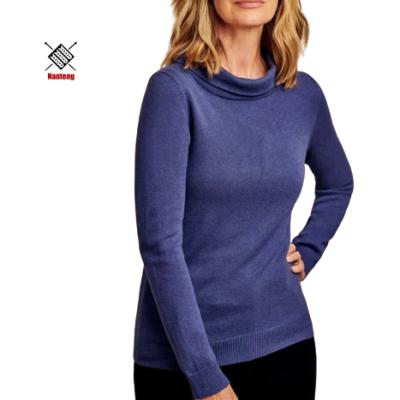 China 100% High Quality Anti-Shrink Cashmere Winter Pullover Women Turtle Neck Solid Color Roll Neck Sweater for sale