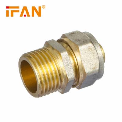 China IFAN Wholesale Male Socket 16mm-32mm Brass PEX Pipe Fitting Equal for sale