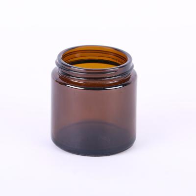 China Eco-friendly Recyclable Factory Wholesale Personal Care Screen Printing Storage Bottle 100ml 250ml Amber Round Glass Cosmetic Jars for sale