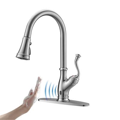 China Hot Selling 304 Stainless Steel Sense Faucets Touchless Sensor Pull Out Kitchen Faucet With Sprayer for sale