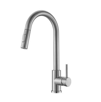 China Pull Out APS209-BN 2-Function Spray Kitchen Faucet Single Handle 360 ​​Degree Brushed Nickel Pull Down Kitchen Faucet for sale