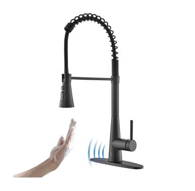 China Sense Faucets APS245TL-MB Spring Faucet Pull Down Tall Sensor Faucet Touchless Kitchen Faucet With Pull Down Sprayer for sale