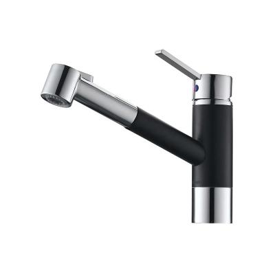 China Pull Out New Spray Style Simple Design Stainless Steel Black And Chrome Pull Down Sprayer Kitchen Faucet for sale