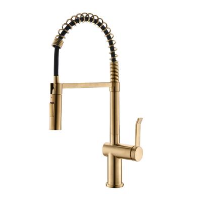 China Kaiping Contemporary Excellent Quality Hot And Cold Water Mixer Cupc Single Hole Brass Modern Pull Out Black Kitchen Faucet for sale