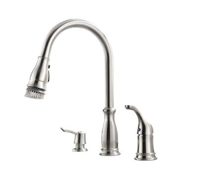 China Pull Down Spray APS211-BN Faucet With Pull Down Kitchen Sink Faucets With 3 Hole Kitchen Faucet Set for sale