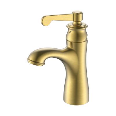 China Luxury Single Handle Brushed Gold Bathroom Faucet Bathroom Faucets Single Handle Bathroom Faucets for sale