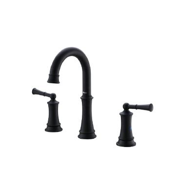 China Pull Out Three Hole Basin Faucet Face Wash Basin Faucets Black Basin Faucets Bathroom Sink for sale