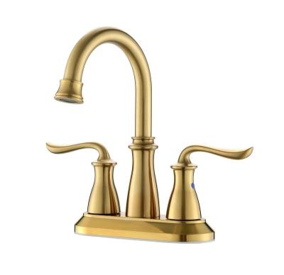 China Gold Bathroom Rotatable Luxury Wash Three Hole Faucet Mixer Taps Faucet For Bathroom Sink Basin Water Faucet Mixer for sale