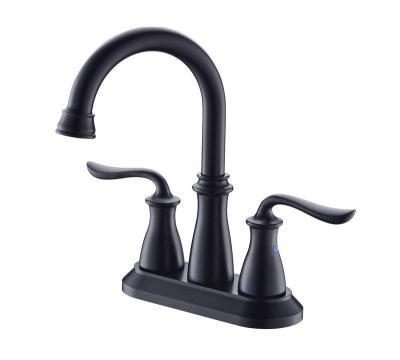 China Deck Mounted APB135-MB Deck Mounted Faucet Basin Faucet Matt Black Taps 3 Hole Handle Bathroom Faucets for sale