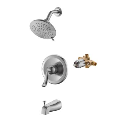 China Without Slide Bar APT120-BN Shower Head With Single Handle Shower Faucet Antique Brass Bathroom Faucet for sale