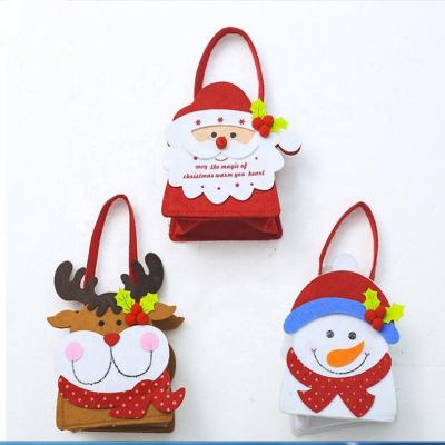 China 2021 Wholesale Fashion Christmas Decoration Cheap Wholesale Kids Candy Christmas Basket Girl Cute Felt Tote Bag for sale