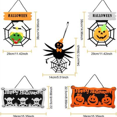 China Halloween Party Decorations Halloween Wall Hanging Decorations with Pumpkin Ghost Spider Skeleton for Home Decor for sale