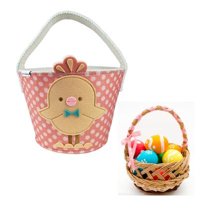 China 2021 Environmental Friendly Easter Bunny Felt Gift Basket Easter Decoration Egg Basket Felt Packaging Cardboard Bunny Candy Bag for sale