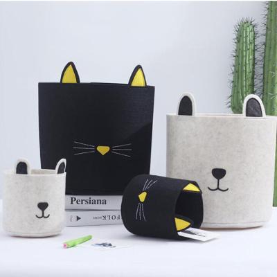 China Office Sustainable Decoration Foldable Felt Bedroom Storage Basket For Toys Laundry Felt Storage Basket for sale