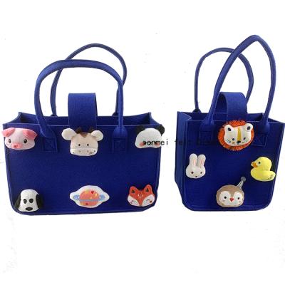 China Vintage Recycled Kids Felt Bag Party Bags Reusable Grocery Bags Felt Organizer Heavy Duty Felt Carry Tote for sale