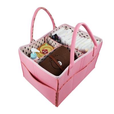 China Multi-Functional Purpose Diaper Bag Caddy Car Bed Premium Eco-Friendly Felt Organization and Nursery Mommy Bag with Multi Pockets for sale