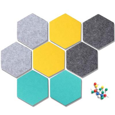 China Multifunctional Goal Set of 6 Felt Self Adhesive Pin Board Hexagon Bulletin Boards Note Photo Board with Push Pins for sale