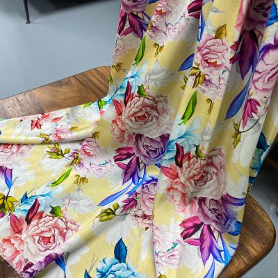 China Custom Organic Print Design Silk Bamboo Blended Floral Fabric For Women Suits Digital Fabric Print On Silk Fabric for sale