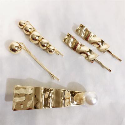 China Korean Fashion Hair Accessories Gold Metal Hair Clip Women Hairpins for sale