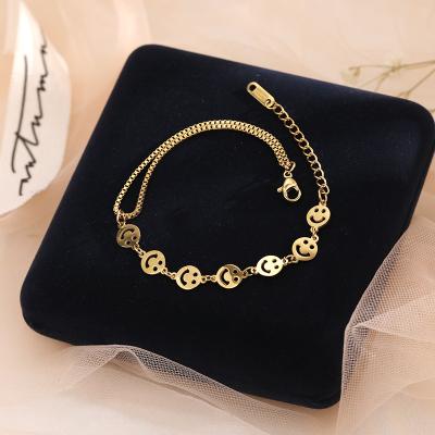 China FASHIONABLE Stainless Steel Adjustable Gold Plated Smile Face Bracelet Friendship Bracelet Jewelry for sale