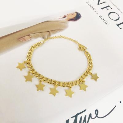 China FASHIONABLE Star Stainless Steel Bangle Chain Bracelet Gold Filled Adjustable Jewelry for sale