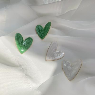 China Fashion 925 Mail Fashion Big Silver Heart Earrings Korean Enamel Earring Jewelry for sale