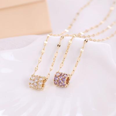 China FASHIONABLE Women Fashion Crystal Clavicle Necklace Fine Stainless Steel Gold Chain Necklace for sale