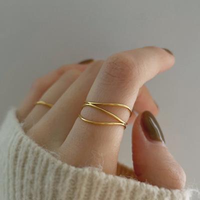 China FASHIONABLE 18K Ring Women Simple Stainless Steel Gold Plated Rings for sale