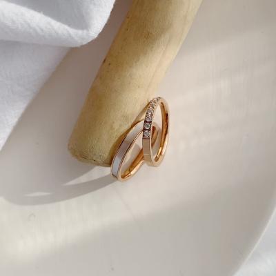 China TRENDY fashion style Crystal Stainless Steel Ring Seashell Korean Finger Ring Jewelry for sale