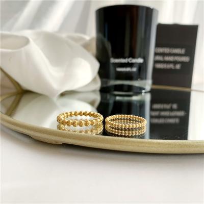 China TRENDY Jewelry Stainless Steel Ring Women Bead Tail Ring Statement 18K Gold for sale