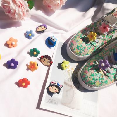 China Cute Colorful Clog Charm Flower Lace Charms Accessories Shoes Lace Charm Decoration for sale