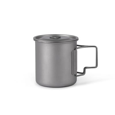 China 400ml Sustainable Customized Titanium Ultralight Cup Coffee Mug Travel Size Camping Mug With Foldable Handle for sale