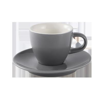 China 80ml Gray Italian Tea Coffee Maker Viable Latte Maker Espresso Coffee Cup Ceramic Coffee Cup and Saucer for sale