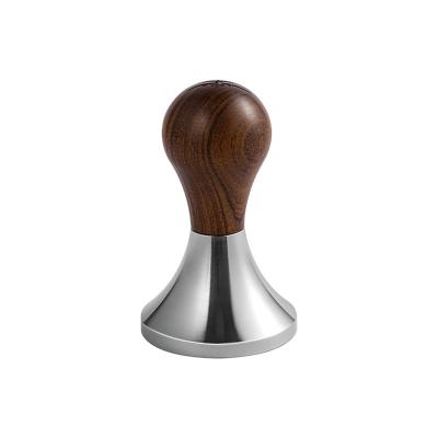 China 58.35mm Viable Coffee Powder Pressing Wooden Hand Coffee Bean Flat Thread Stainless Steel Espresso ToolCoffee Tamper for sale