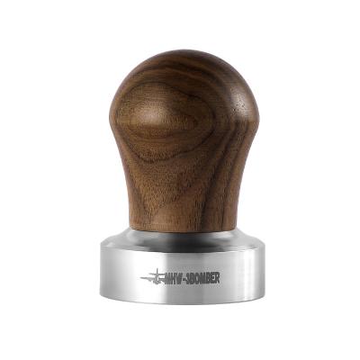 China 51mm Viable Coffee Powder Pressing Wooden Hand Coffee Bean Flat Thread Stainless Steel Espresso Tool Coffee Tamper for sale