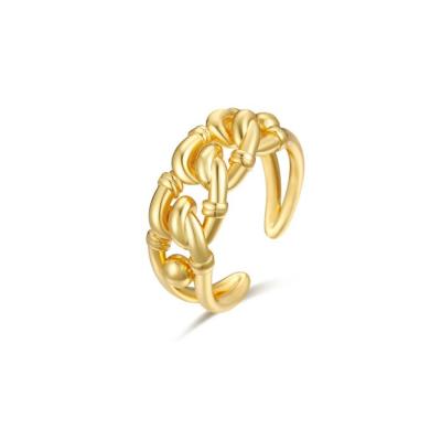 China Hiphop Saimini Fashion Jewelry 925 Gold Silver Twist Ring Adjustable for sale