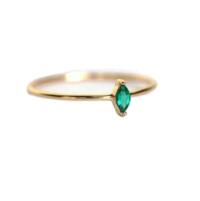 China Cute 925 Sterling Silver Ring 14K Jewelry Plated Green Stone Ring for sale