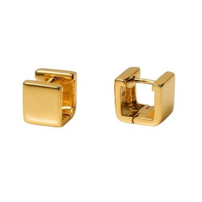 China Popular Casual / Sporty 925 Sterling Silver Gold Plated Wide Square Huggie Earrings for sale