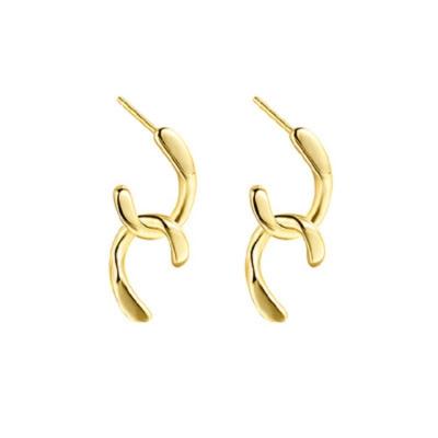 China TRENDY New Arrival S925 Sterling Silver Gold Plated Irregular Trendy Earrings Women for sale